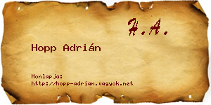 Hopp Adrián névjegykártya